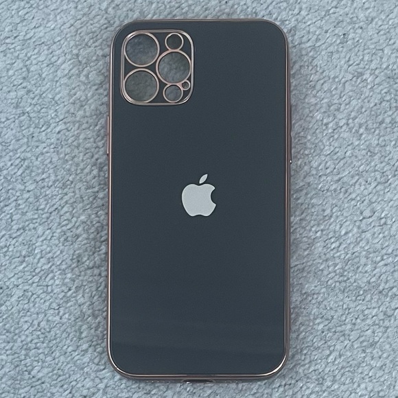 Iphone 12 Pro Black & Rose Gold Trim Phone Case - Picture 1 of 4